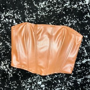 Zara tan leather corset top